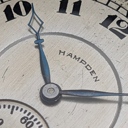 Circa 1918 Antique Hampden Pocket Watch Gold-Plated Octagon Case Works Well